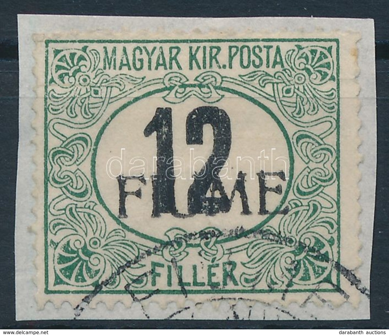 Fiume 1918 Feketeszámú Portó 12f Gépi II. Felülnyomással (45.000) / Mi P2y With Machine II. Overprint. Signed: Bodor - Sonstige & Ohne Zuordnung