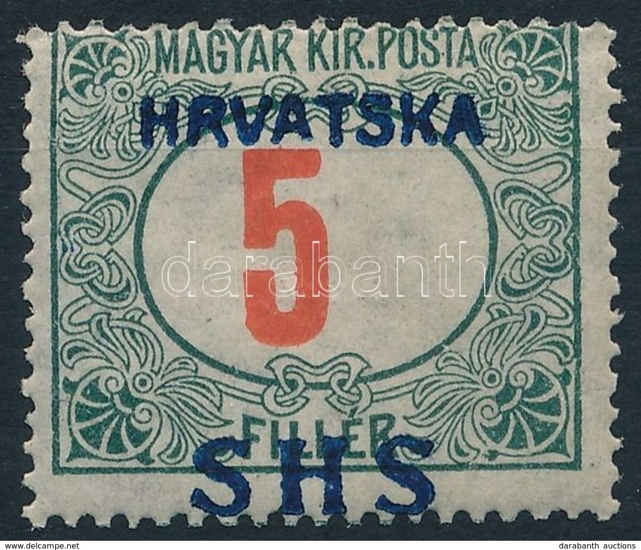 ** SHS 1918 Pirosszámú Portó 5f Próbanyomat (14.000) / Proof. Signed: Bodor - Autres & Non Classés