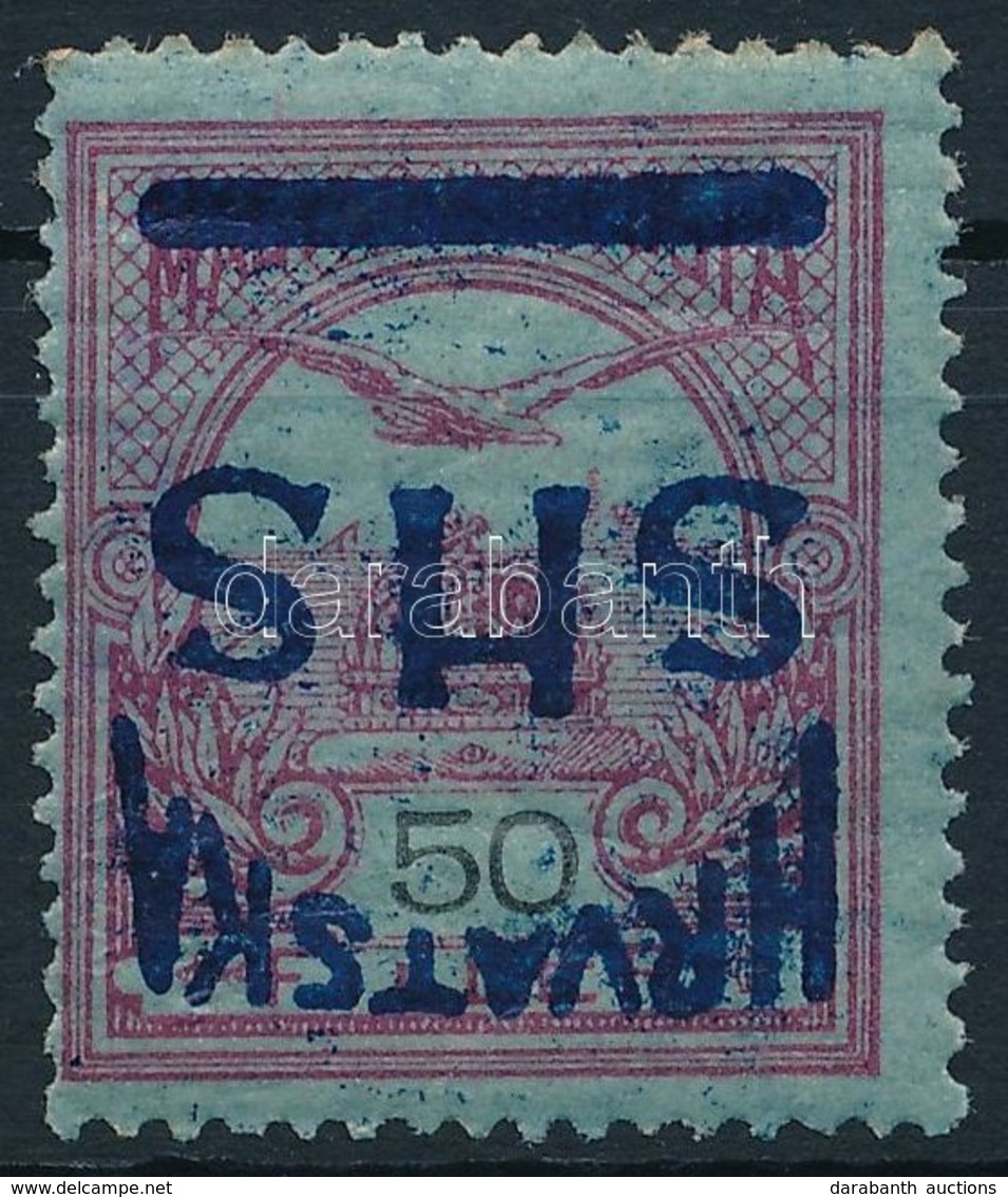 ** SHS 1918 Turul 50f Fordított Felülnyomással / Mi 56 With Inverted Overprint. Signed: Bodor - Autres & Non Classés