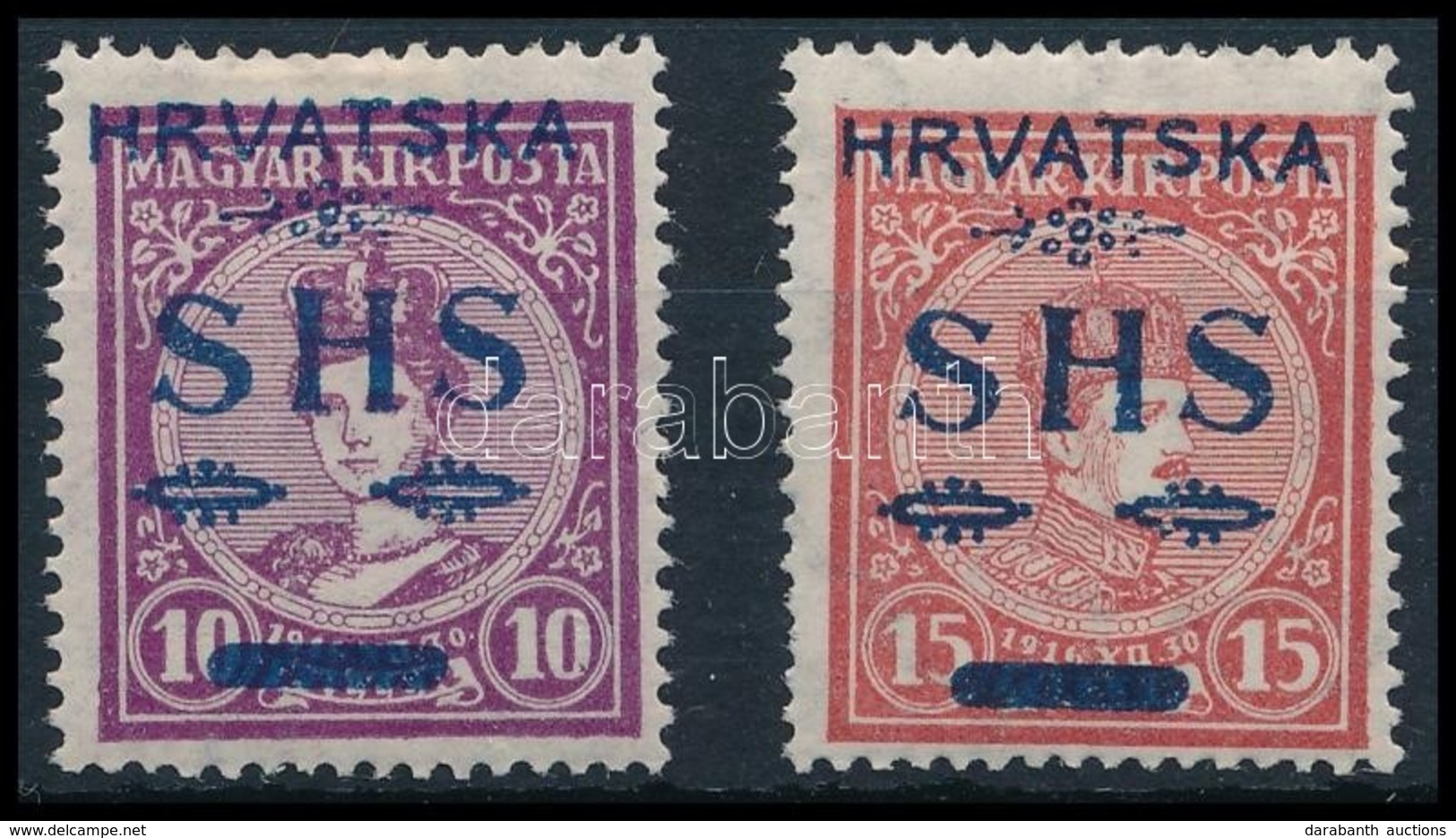 * SHS 1918 Koronás Károly-Zita 15f + 40f / Mi 64-65. Signed: Bodor - Autres & Non Classés