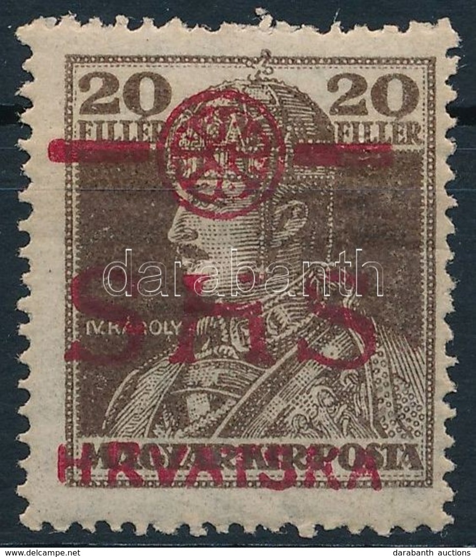 ** SHS 1918 Károly 20f Kék Helyett Piros Felülnyomással / Mi 85 With Overprint Variety. Signed: Bodor (kis Foghiba / Sma - Sonstige & Ohne Zuordnung