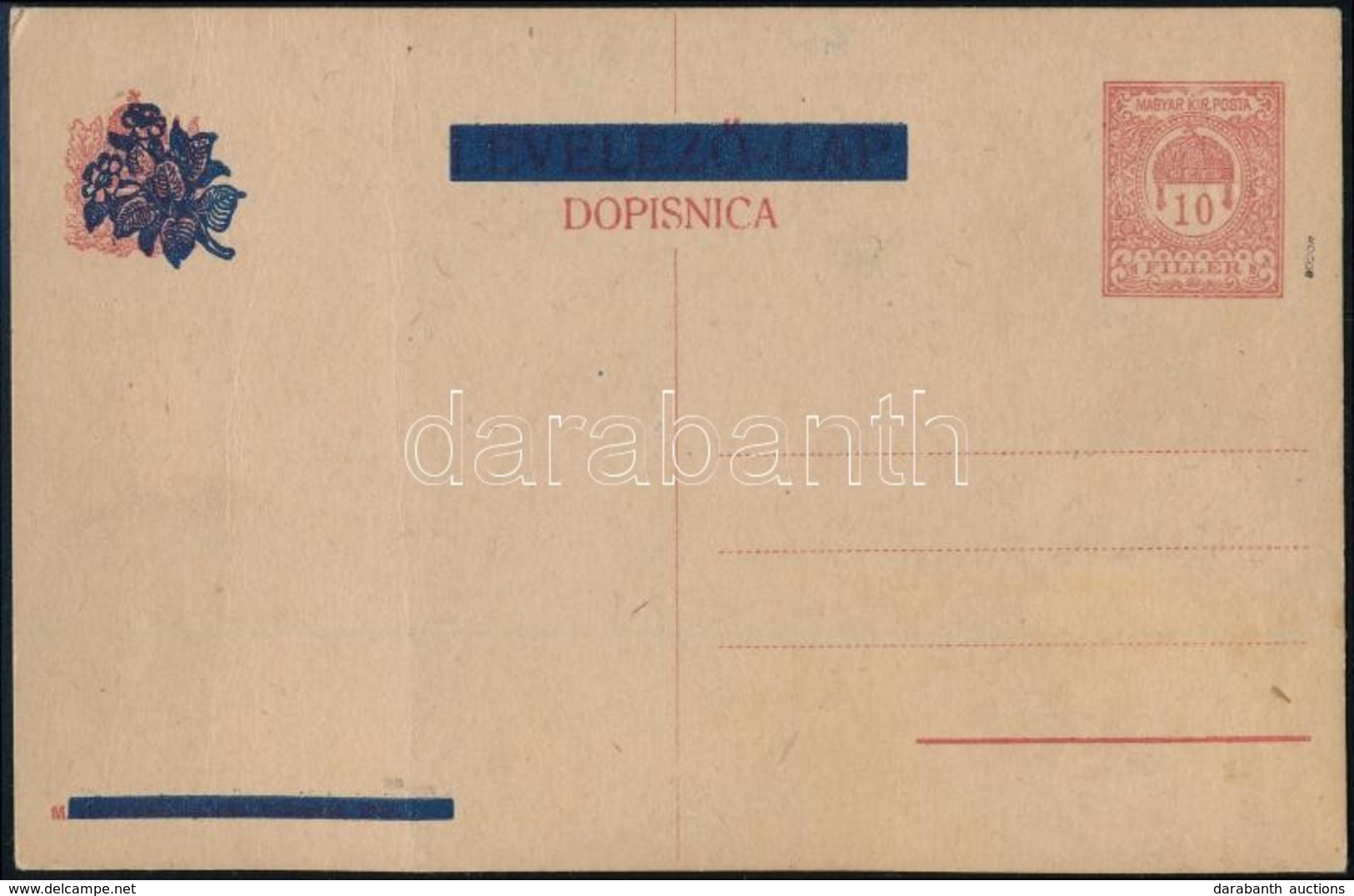 SHS 1918 Használatlan Levelezőlap, A Díjjegyről Hiányzik A Felülnyomás / PS-card With Plate Variety. Signed: Bodor - Sonstige & Ohne Zuordnung