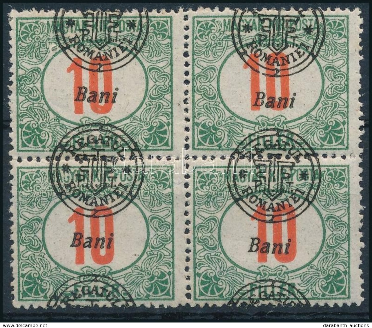 ** * 1919 Portó 10f Négyestömb, Elcsúszott Felülnyomással / Mi P6 II. Block Of 4, Shifted Overprint. Signed: Bodor - Sonstige & Ohne Zuordnung