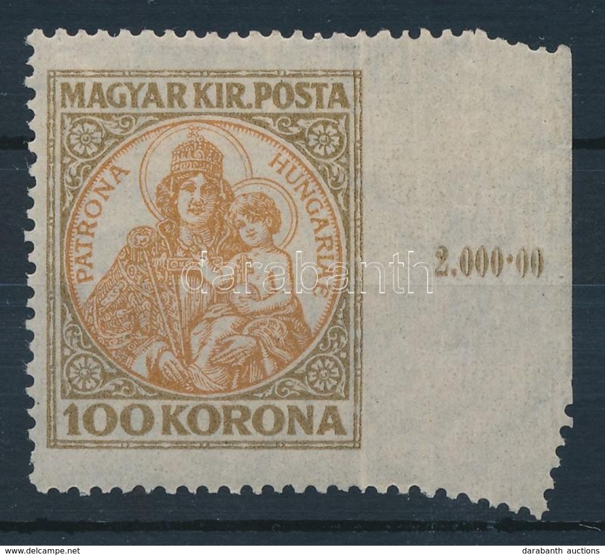 * 1921 Koronás Madonna 100K Elfogazva, Jobb Oldalon Pedig Fogazatlan / Mi 323 Shifted Perforation, On The Right Side Wit - Autres & Non Classés