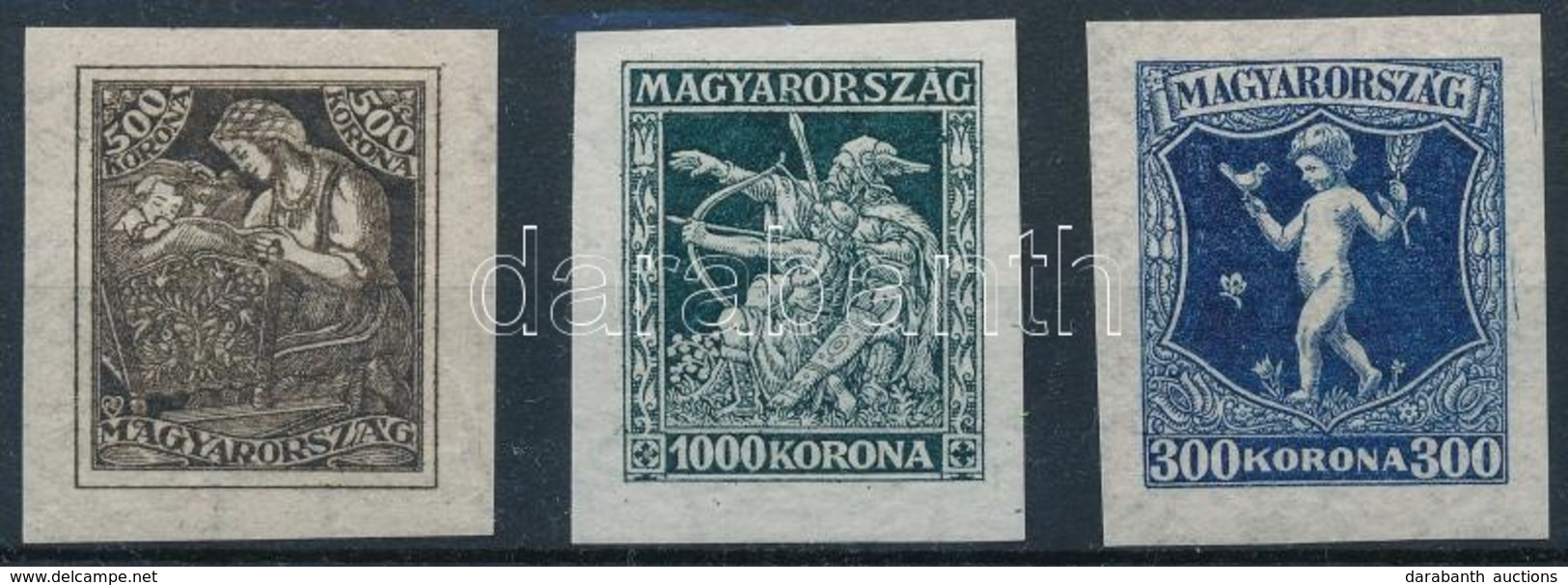 ** 1924 Jótékonyság (I.) Vágott Sor (18.000) / Mi 380-382 Imperforate Set - Sonstige & Ohne Zuordnung