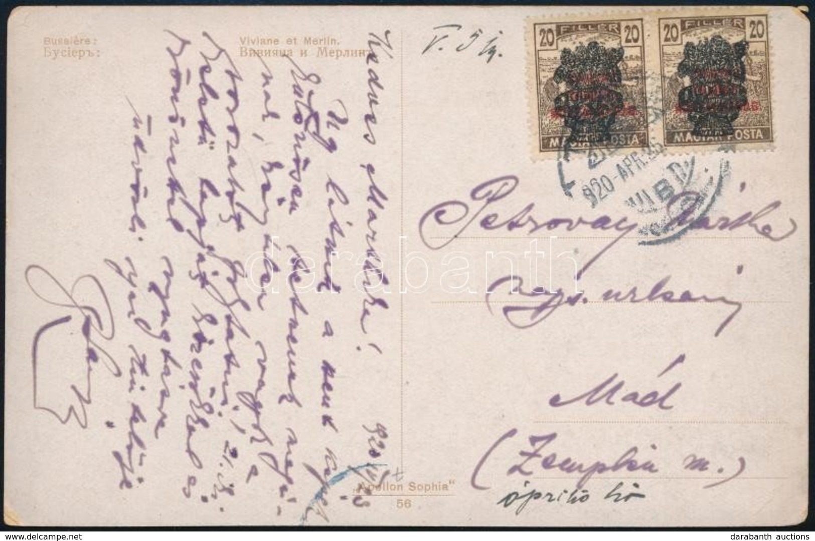 1920 Képeslap 2 X 20f Búzakalász Bélyeggel / 2 X Mi 299 On Postcard - Autres & Non Classés