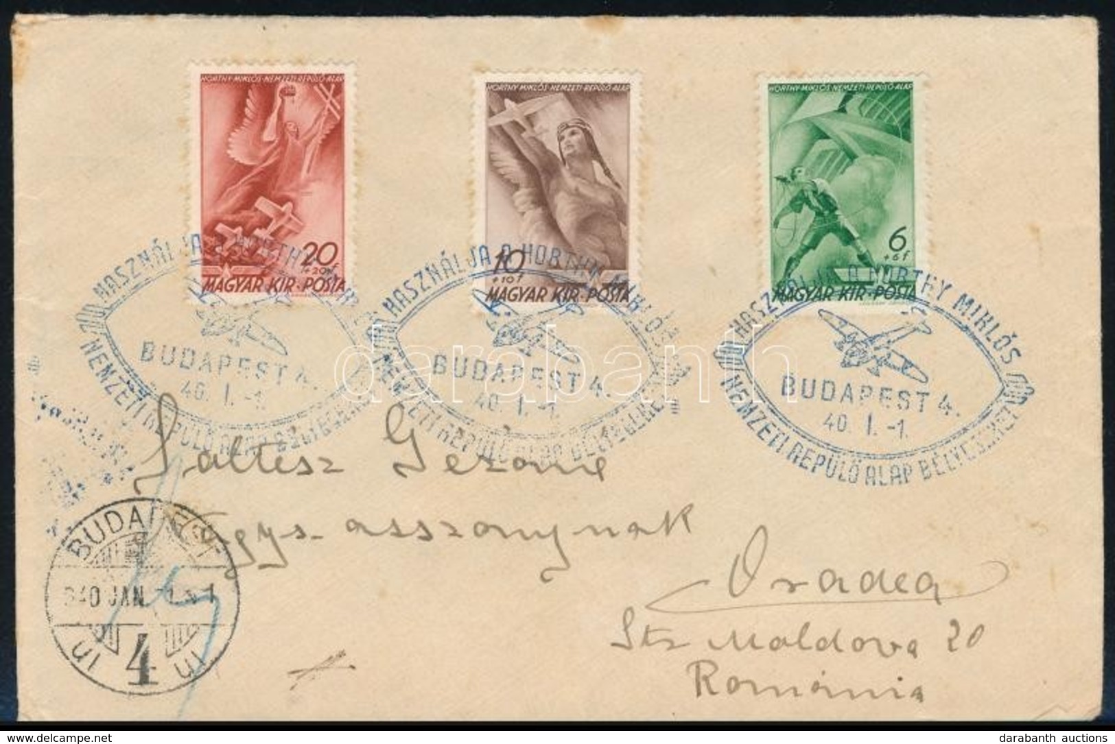 1940 Repülő Alap Sor FDC-n Alkalmi Bélyegzéssel Nagyváradra / Mi 623-625 On FDC To Oradea - Autres & Non Classés