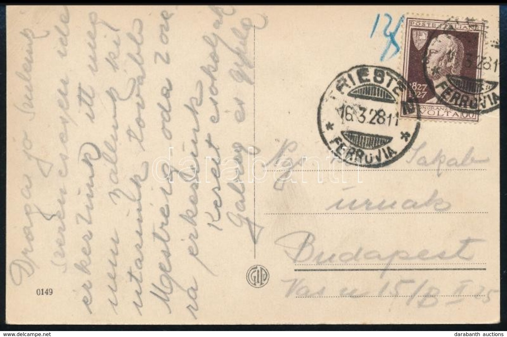 1928 Képeslap Olaszországból Budapestre, 12f Portóval / Postcard From Italy To Budapest, With 12f Postage Due - Sonstige & Ohne Zuordnung