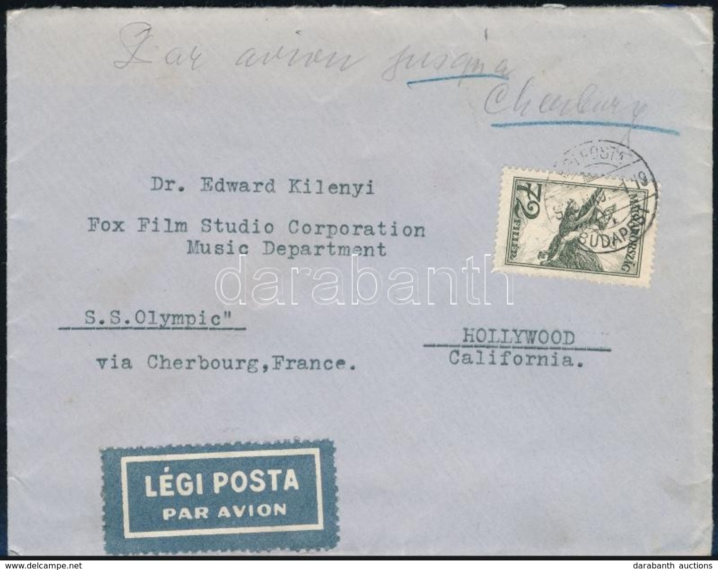 1932 Légi Levél Hollywoodba / Airmail Cover To Hollywood - Sonstige & Ohne Zuordnung