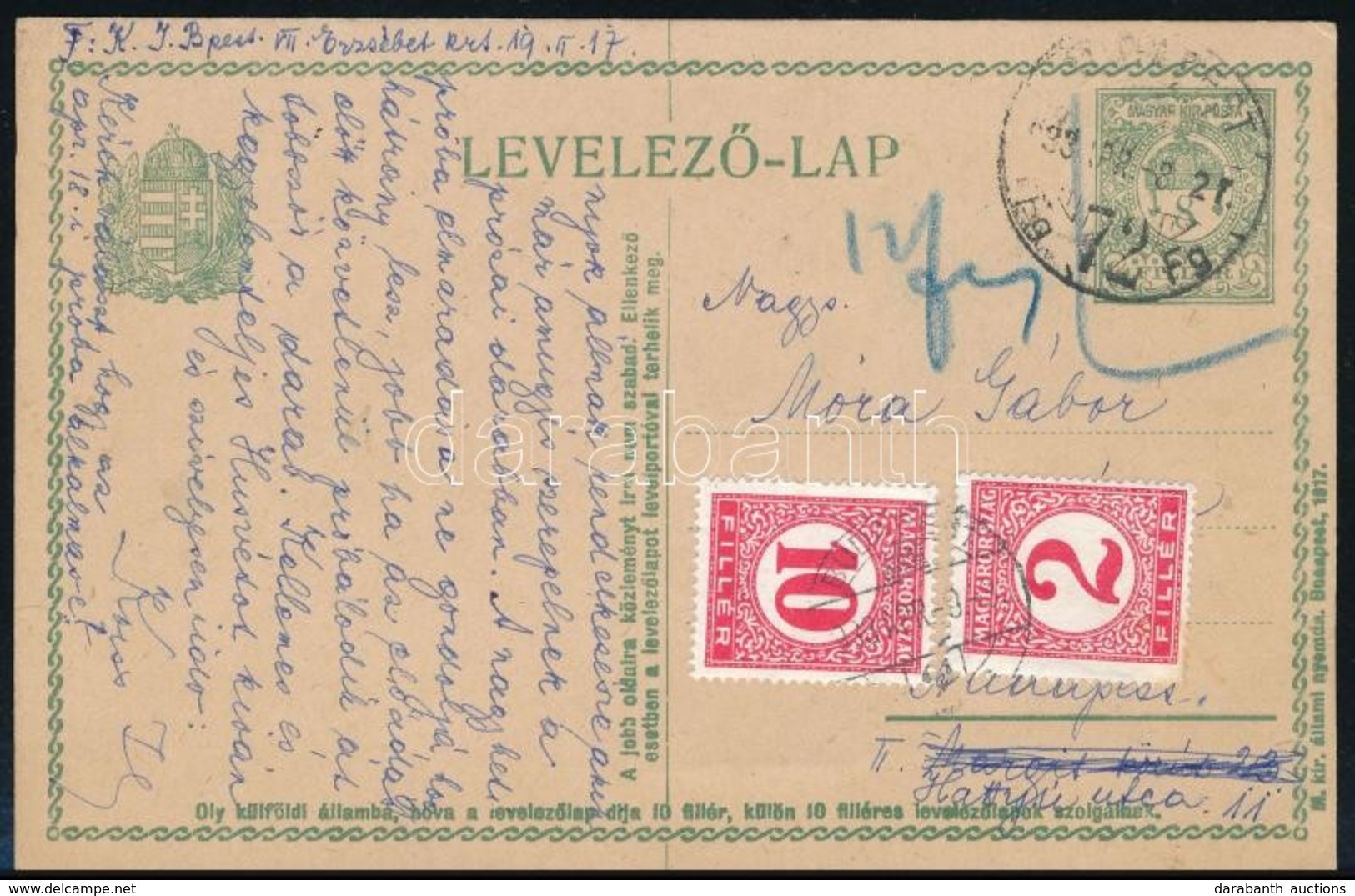 1933 Késői Felhasználással 8f Díjjegyes Levelezőlap 12f Portóval / PS-card With 12f Postage Due - Sonstige & Ohne Zuordnung