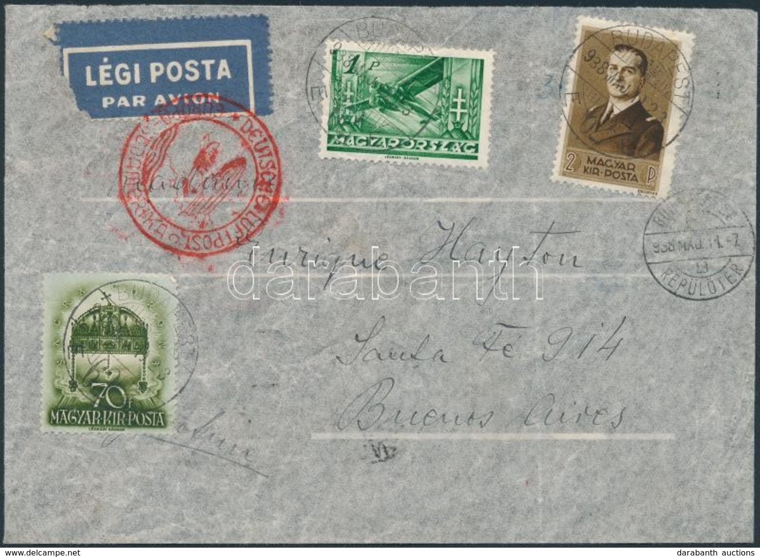 1938 Légi Levél Argentínába / Airmail Cover To Argentina - Sonstige & Ohne Zuordnung