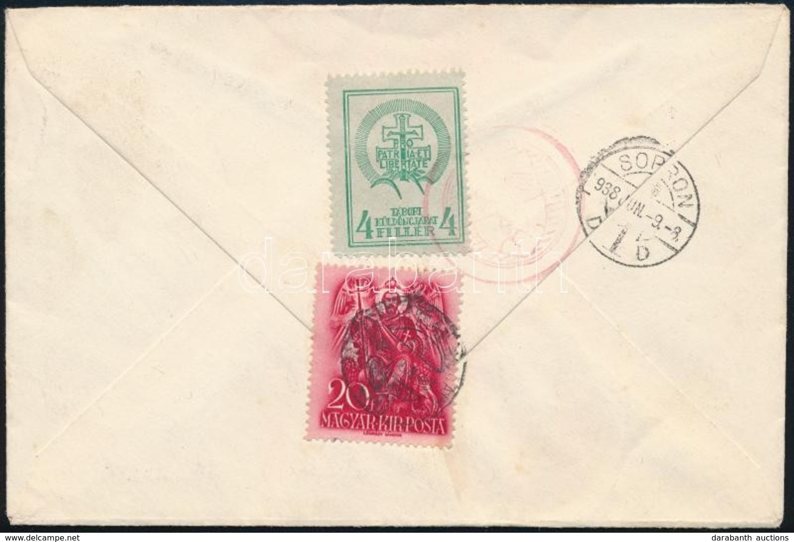 1938 Soproni Küldöncjárat Levele  4f Küldöncposta Bélyeggel / Rákóczi Military School Sopron Cover With 4f Courier Post  - Autres & Non Classés