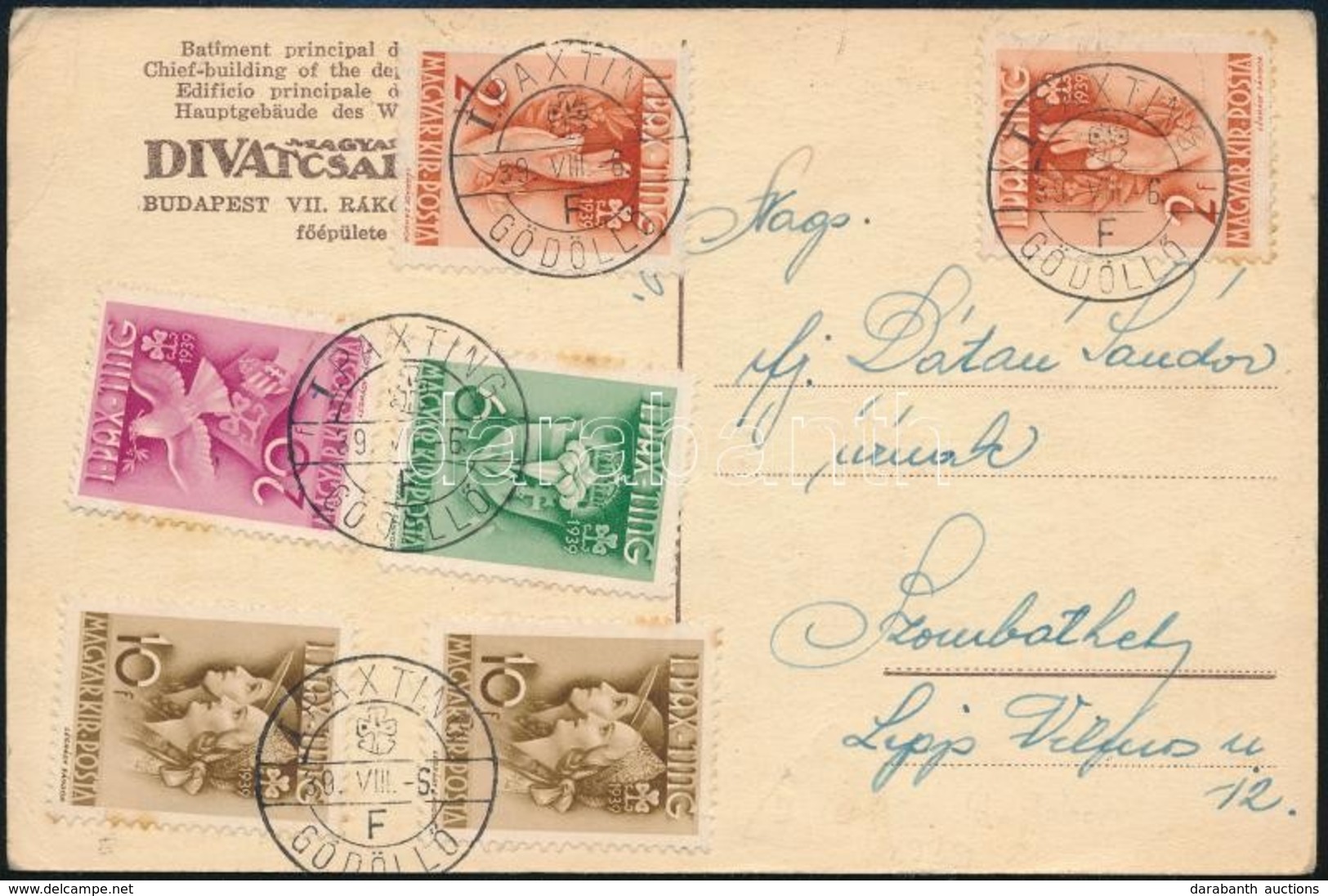 1939 Pax Thing Bélyegek Képeslapon Alkalmi Bélyegzéssel / Pax Thing Stamps And Special Cancellation On Postcard - Sonstige & Ohne Zuordnung