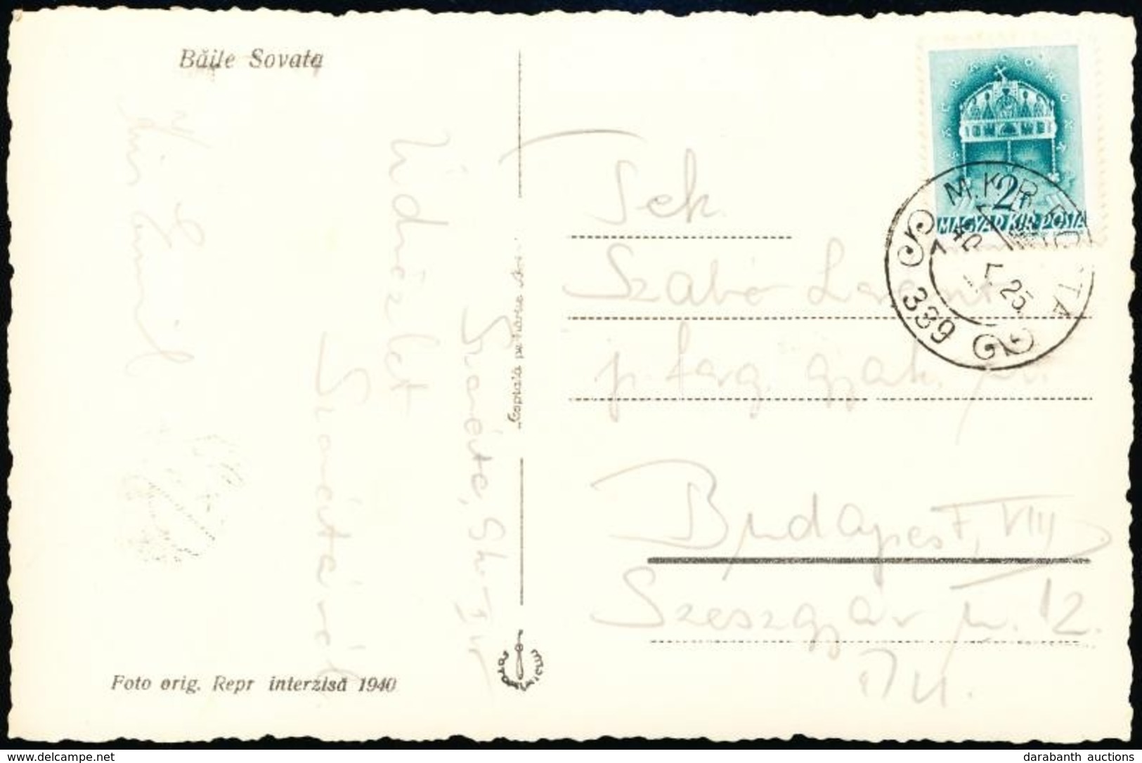1940 Képeslap 'M.KIR.POSTA 339' Kisegítő Bélyegzéssel / Postcard With Auxiliary Postmark - Sonstige & Ohne Zuordnung