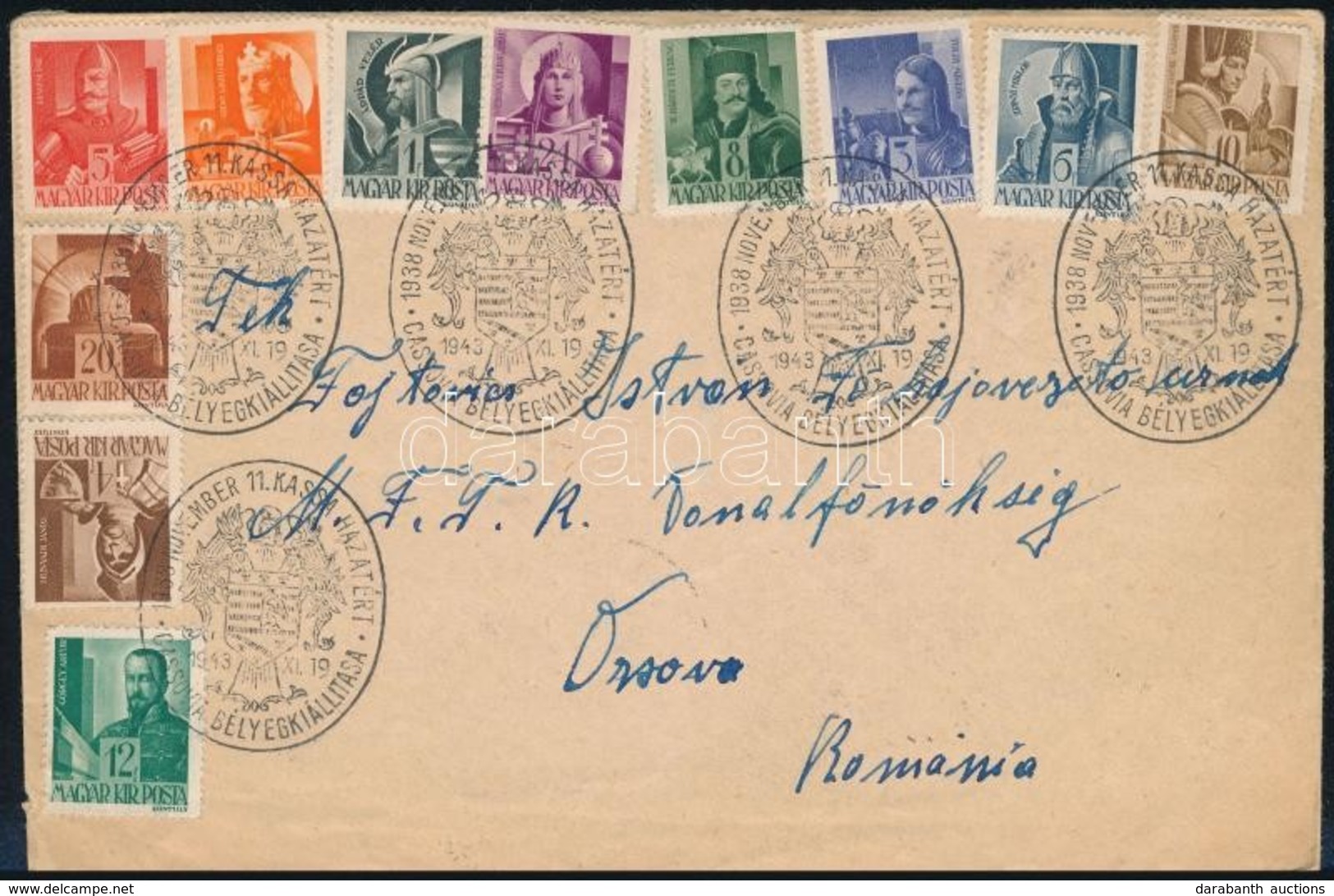 1943 Levél 11 Bélyeggel és Alkalmi Bélyegzéssel Romániába / Cover To Romania - Sonstige & Ohne Zuordnung