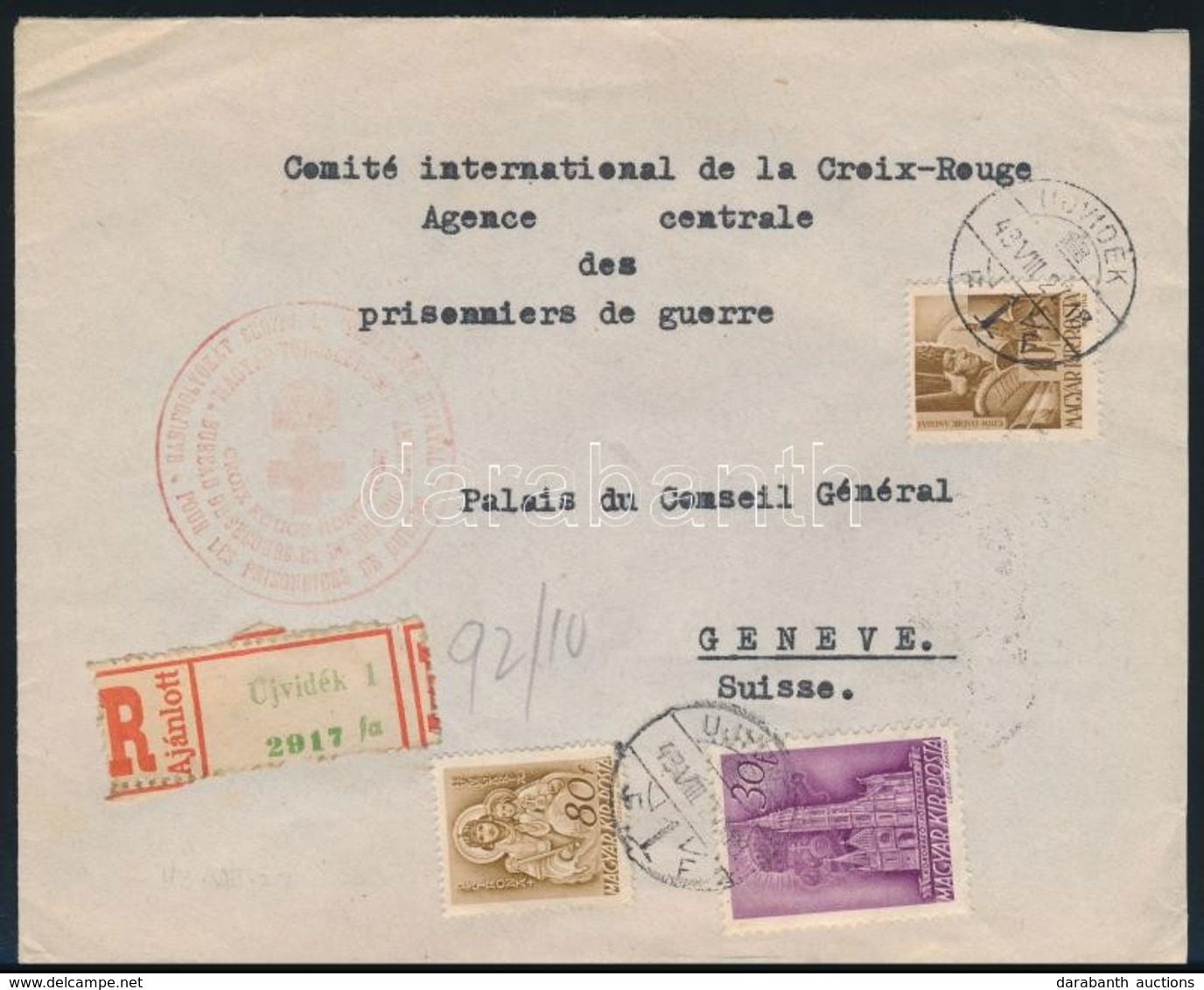 1943 Cenzúrás Ajánlott Levél Svájcba / Censored Registered Cover To Switzerland - Altri & Non Classificati