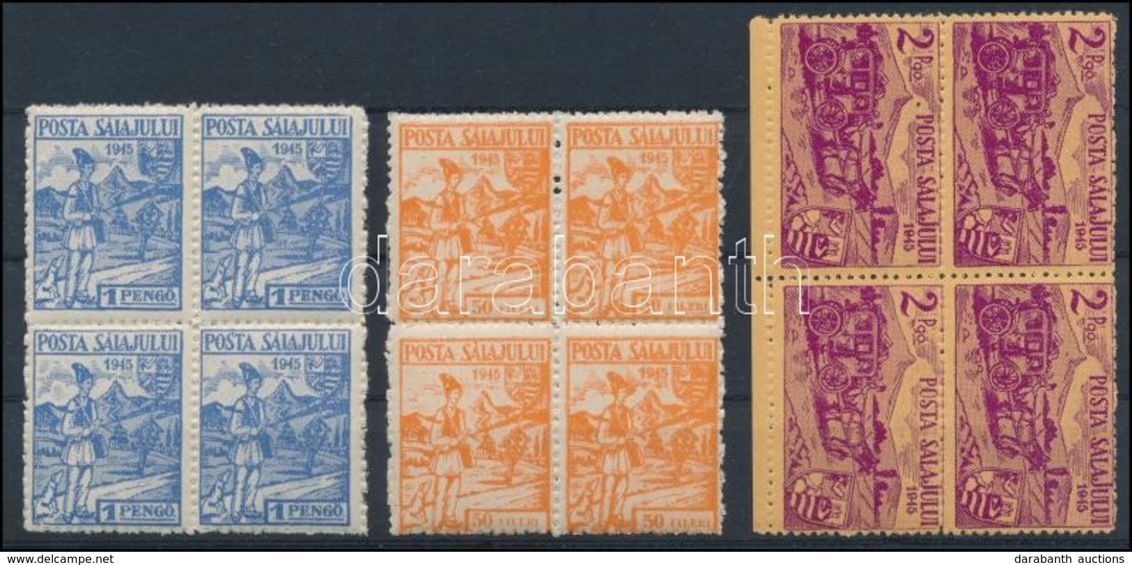 ** Zilah II. 1945 Sor Négyestömbökben / Blocks Of 4. Signed: Bodor - Sonstige & Ohne Zuordnung