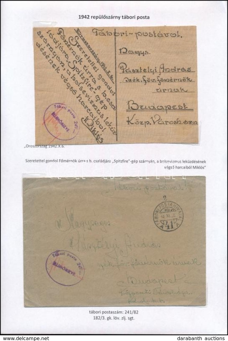1942 Repülőszárnyból Készült Cenzúrázott Levelezőlap Tábori Posta Borítékban Elküldve, érdekes Szöveggel / Field Postcar - Autres & Non Classés