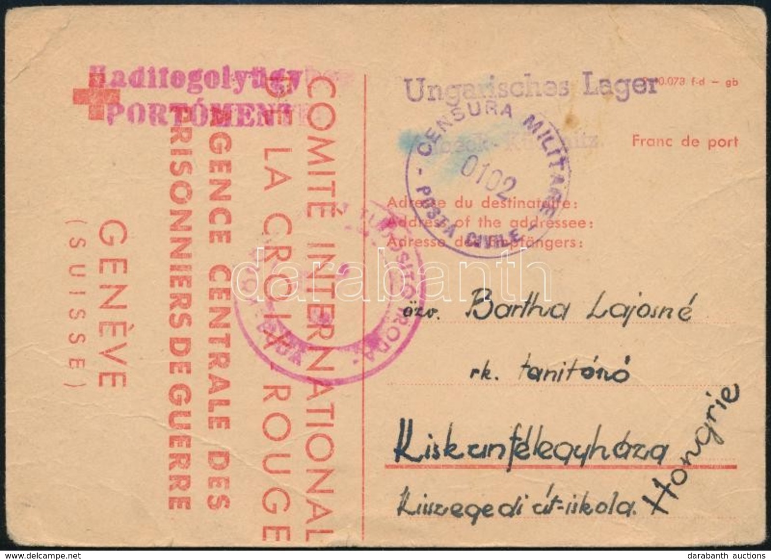 1945 Hadifogoly értesítő Lap Svájcból Magyarországra Küldve, Előnyomott Tartalommal Ill. Svájci Cenzúrákkal / Notificati - Sonstige & Ohne Zuordnung