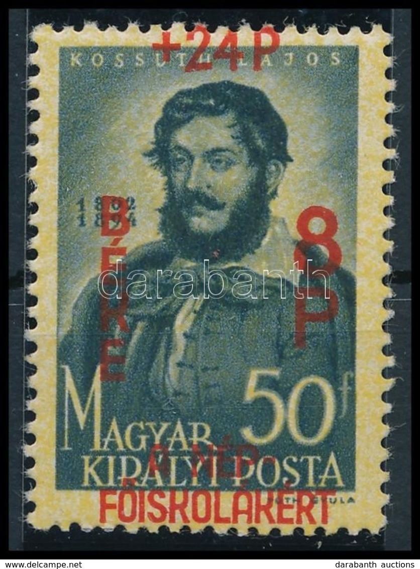 ** 1945 Béke 8+24P/50f Függőlegesen Elcsúszott Felülnyomással / Mi 776 With Strongly Shifted Overprint - Sonstige & Ohne Zuordnung