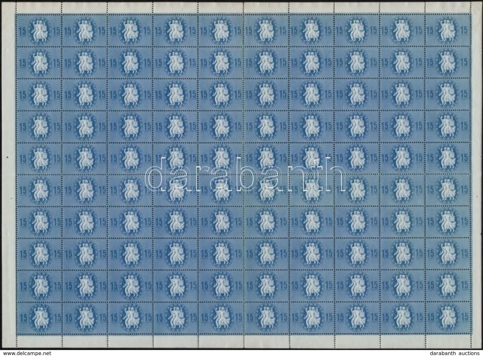 ** 1946 Köztársasági Emlék 15 Ezer P Teljes 100-as ív, Mindkét Tévnyomattal (12.000) / Mi 879 Complete Sheet With 2 Plat - Autres & Non Classés