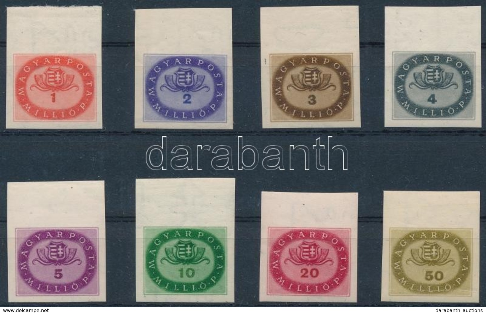 ** 1946 Milliós ívszéli Vágott Sor (20.000) / Mi 897-904 Imperforate Margin Set - Autres & Non Classés