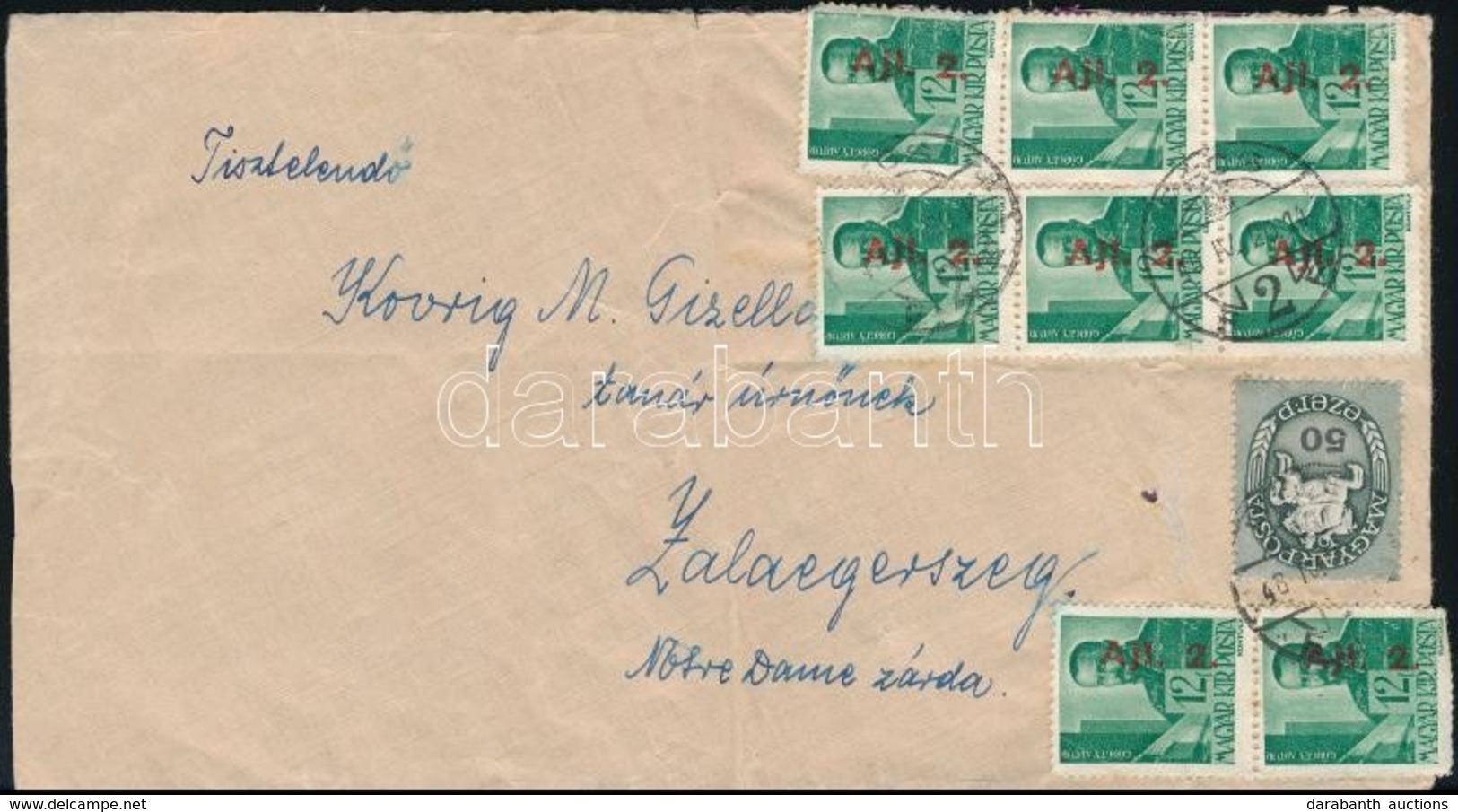 1946 (12. Díjszabás) Levél 9 Bélyeges Bérmentesítéssel / Cover With 9 Stamps Franking - Sonstige & Ohne Zuordnung