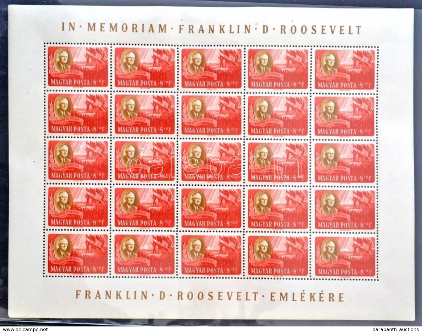 ** 1947 Roosevelt 25-ös Teljes ívsor (350.000) / Mi 985-992 Complete Sheets Of 25 Stamps (szokásos Apró Gumiráncok A Ker - Sonstige & Ohne Zuordnung