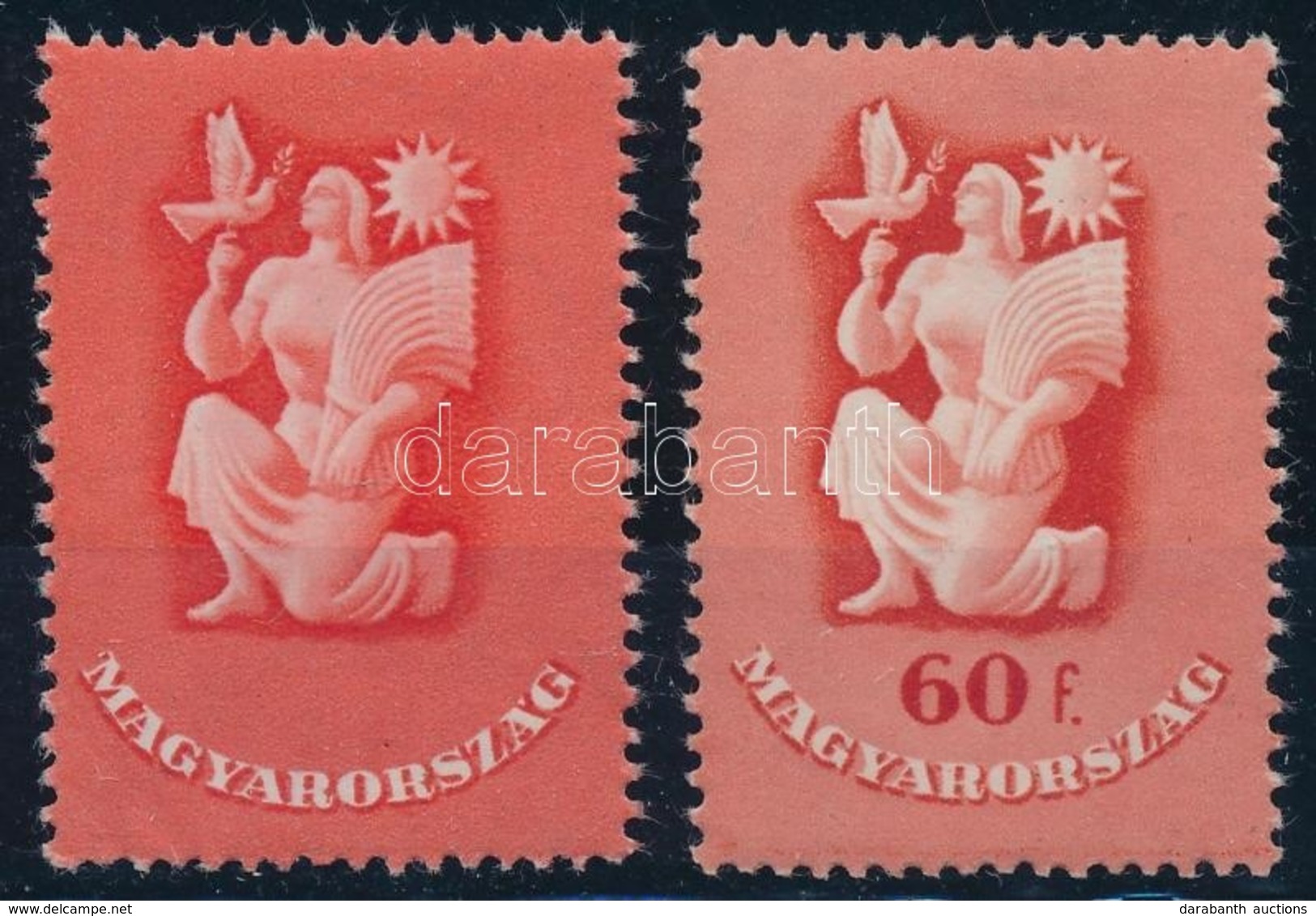 ** 1947 Béke II. Bélyeg értékjelzés Nélkül + Támpéldány (400.000) / Mi 993 Missing Value. RR! - Autres & Non Classés