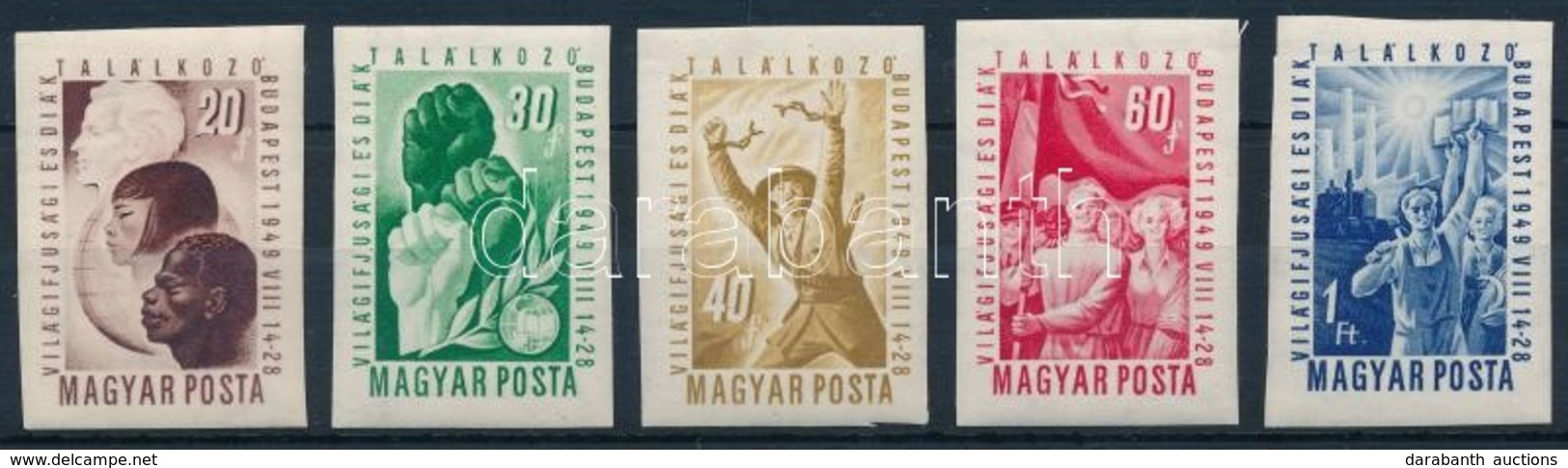 * 1949 VIT Vágott Sor (20.000) / Mi 1048-1052 Imperforate Set - Autres & Non Classés