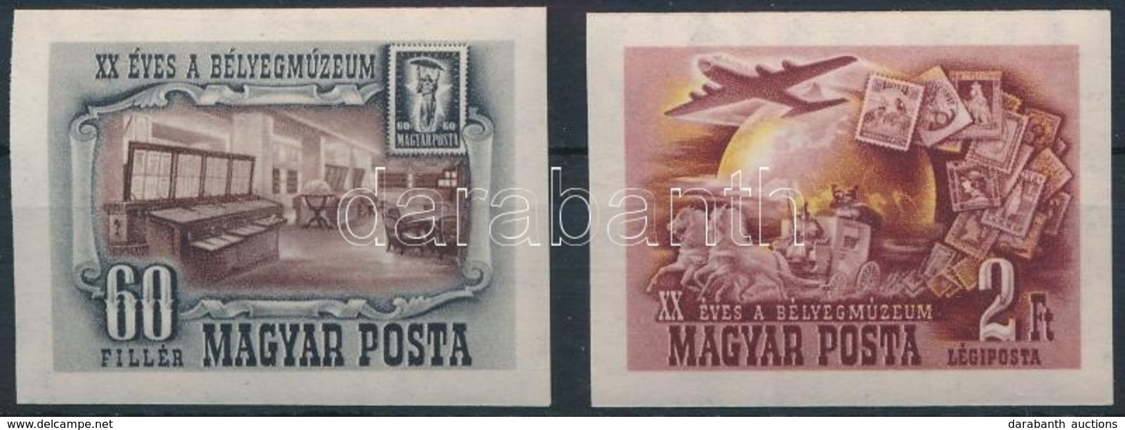 ** 1950 Bélyegmúzeum Vágott Sor (16.000) / Mi 1086-1087 Imperforate Set - Autres & Non Classés