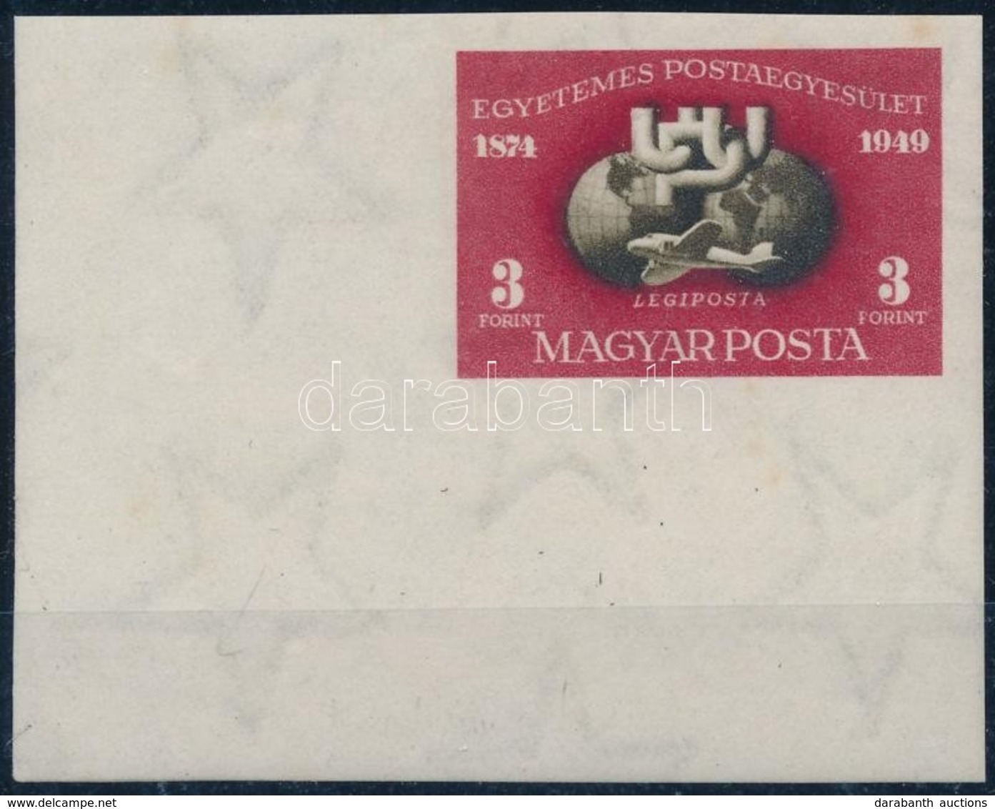 ** 1950 UPU Blokkból Kivágott ívsarki Bélyeg, Sorszám Nélkül (100.000) / Mi 1111 Imperforate Corner Stamp From Block, Wi - Autres & Non Classés