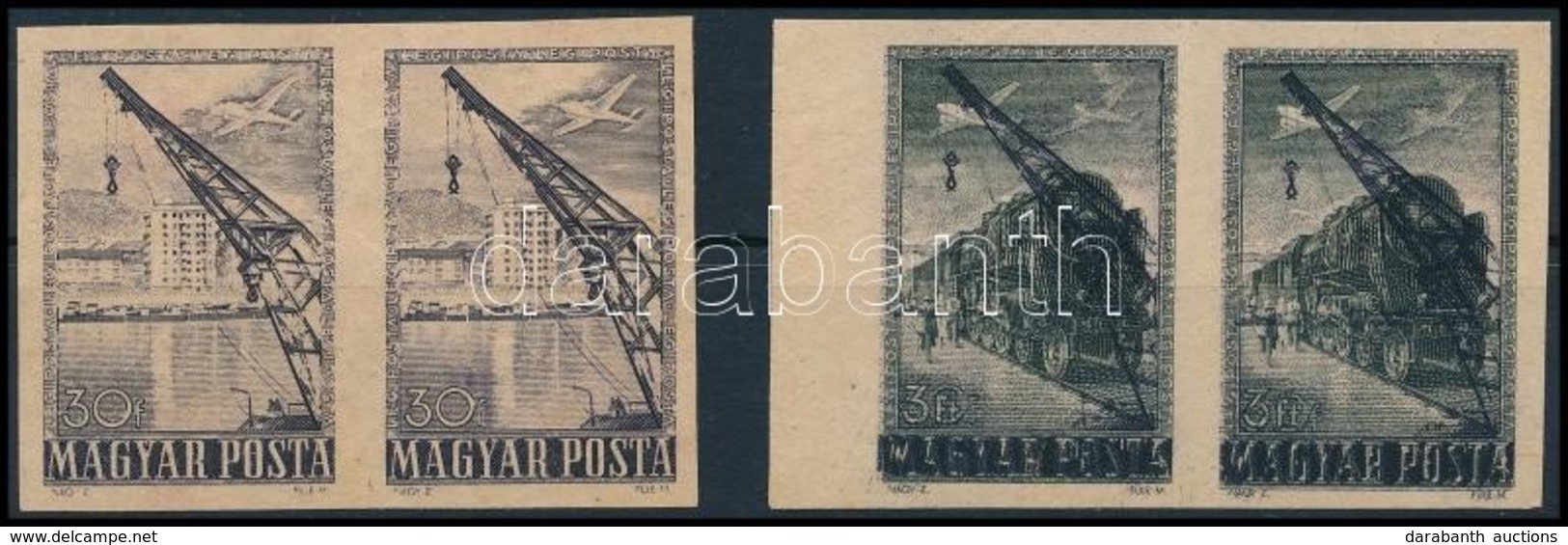 (*) 1950 Repülő 30f és 3Ft Próbanyomat Pár / Mi 1121 + 1126 Imperforate Proof Pairs - Sonstige & Ohne Zuordnung