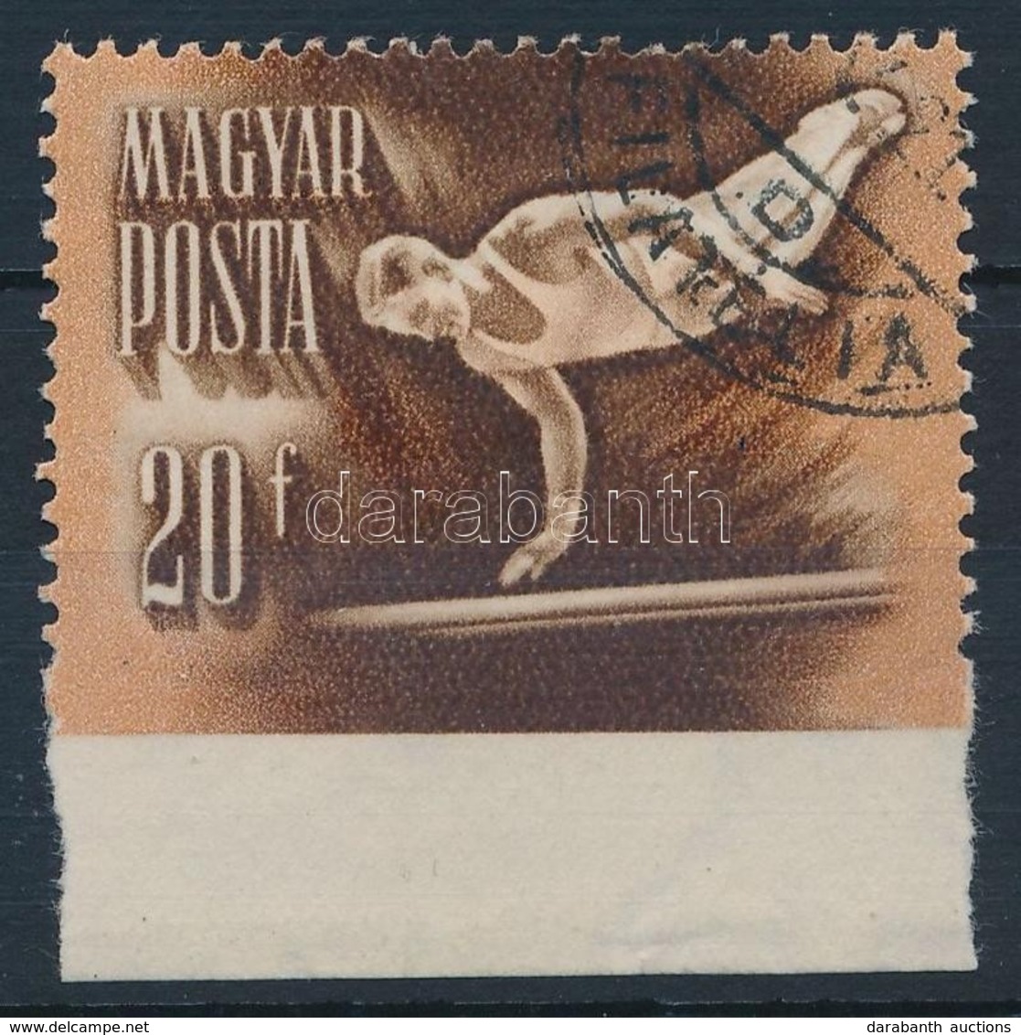 O 1950 Sport (II.) 20f Alul Fogazatlan / Mi 1130 Imperforate Below - Sonstige & Ohne Zuordnung