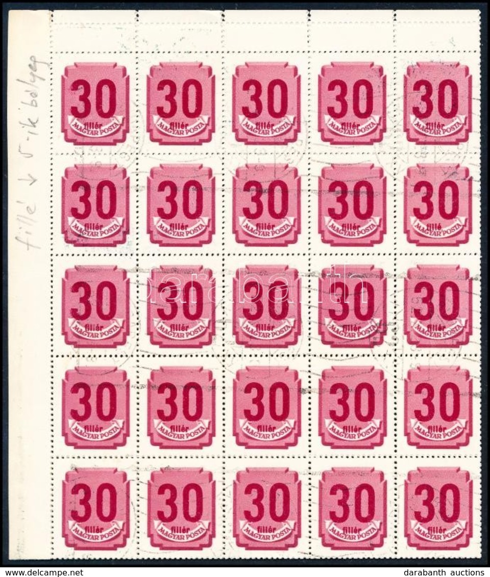 O 1950 Forint-fillér Portó 30f Hajtott Teljes 100-as ív, Benne 'fillé' Tévnyomat / Mi Postage Due 182 X Folded Complete  - Sonstige & Ohne Zuordnung