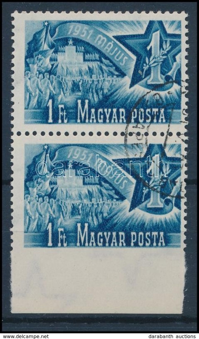 O 1951 Május 1. (II.) 1Ft Alul Fogazatlan ívszéli Pár / Mi 1162 Pair, Imperforate Below - Sonstige & Ohne Zuordnung