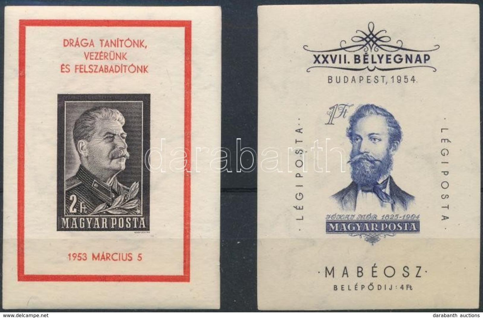 ** 1953-1954 Sztálin és Jókai Vágott Blokkok (67.000) / Mi 23 + 24 Imperforate Blocks - Sonstige & Ohne Zuordnung