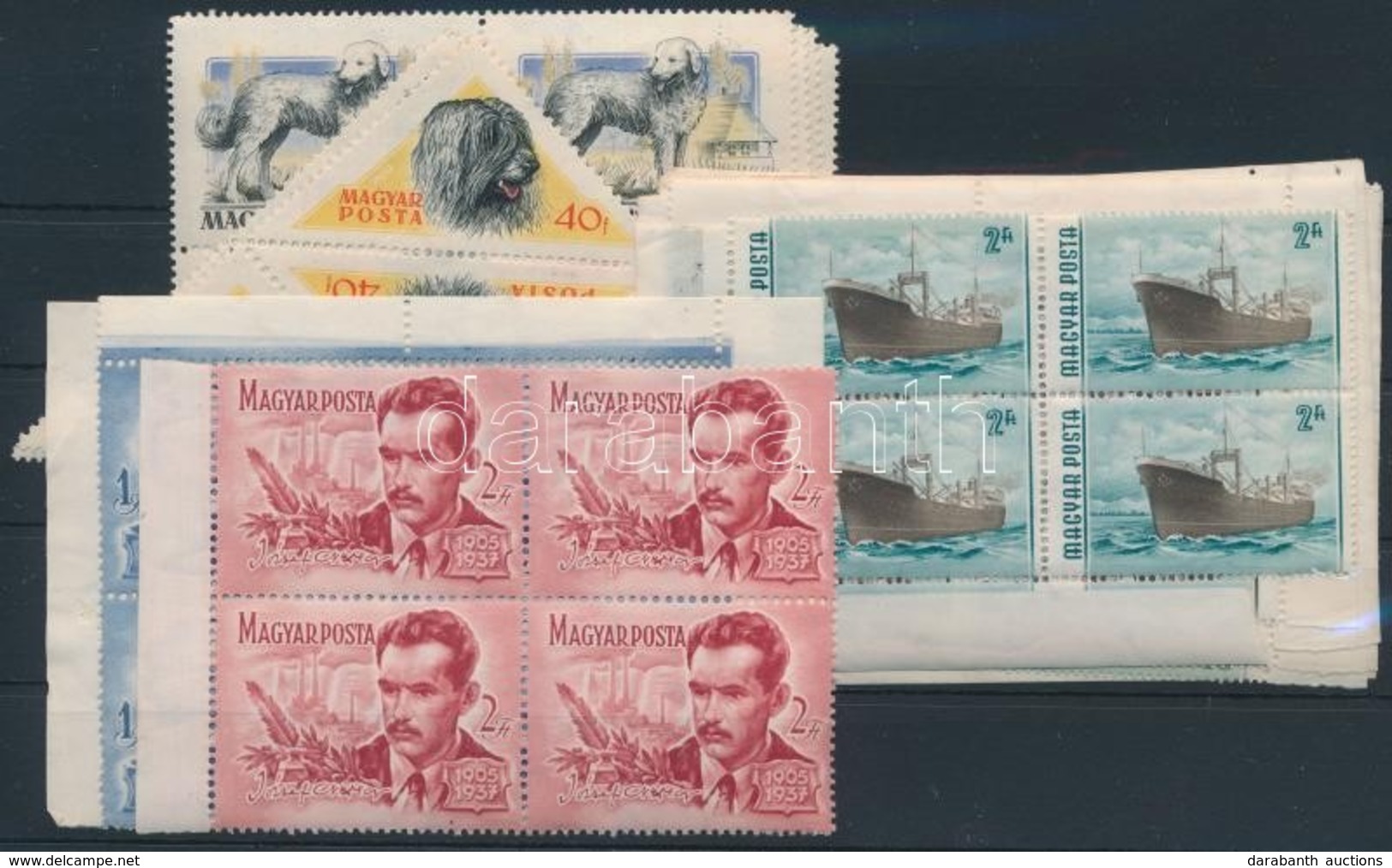 ** 1955-1956 3 Klf Sor Négyestömbökben / 3 Different Sets In Blocks Of 4 - Sonstige & Ohne Zuordnung