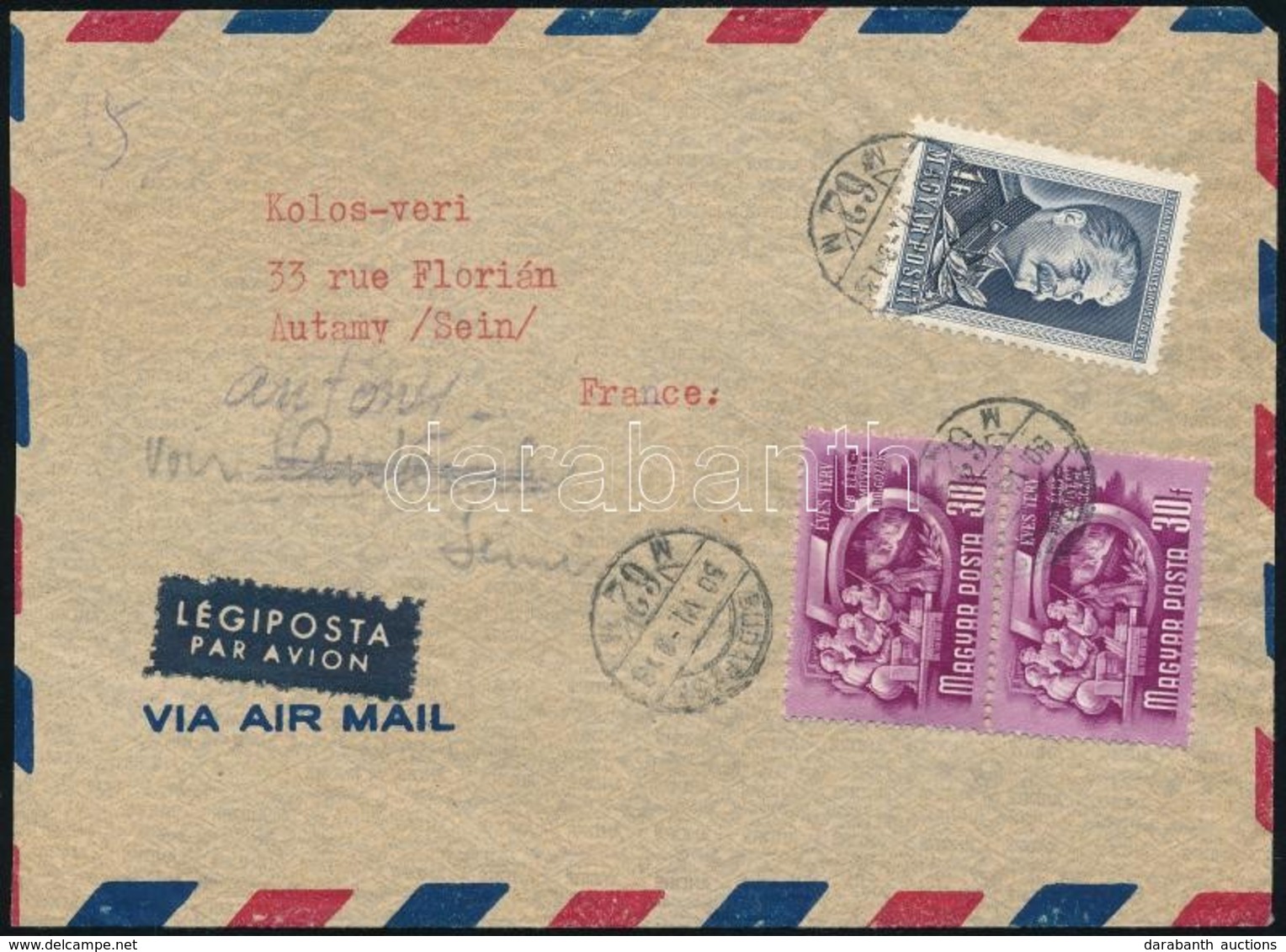 1950 Légi Levél Franciaországba / Airmail Cover To France - Sonstige & Ohne Zuordnung