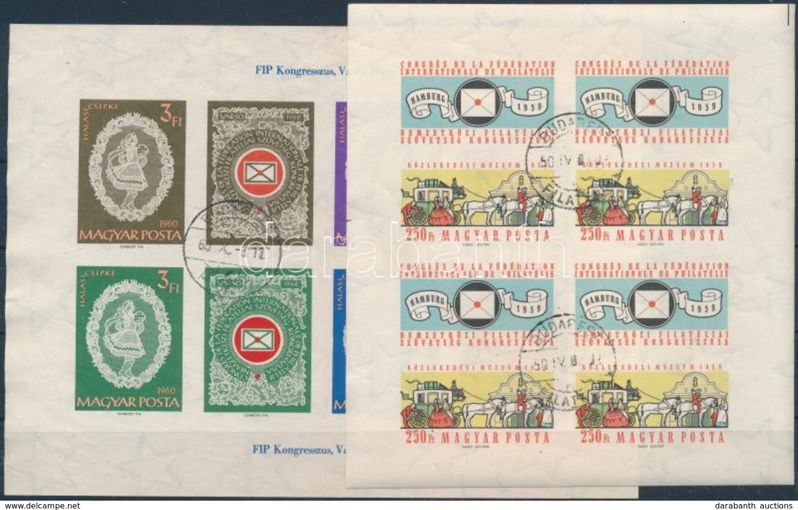 O 1959-1960 FIP II. Vágott Kisív és FIP III. Vágott Blokk (38.000) / Mi 1583 Imperforate Mini Sheet + 31 Imperforate Blo - Andere & Zonder Classificatie