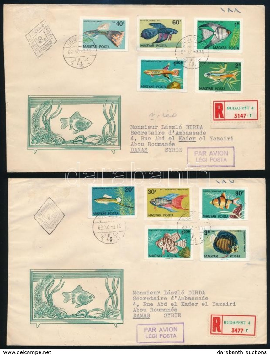 1962 Akváriumi Díszhalak Vágott Sor Ajánlott 2 Db FDC-n (12.000) / Mi 1820-1829 Imperforate Set On 2 Registered FDC's - Autres & Non Classés