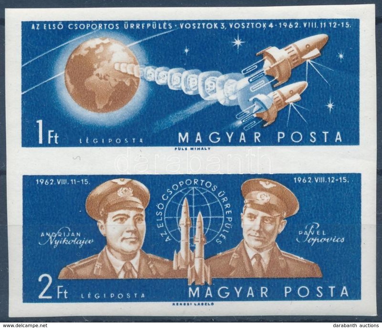 ** 1962 Az Első Csoportos űrrepülés Vágott Pár (10.000) / Mi 1863-1864 Imperforate Pair - Autres & Non Classés