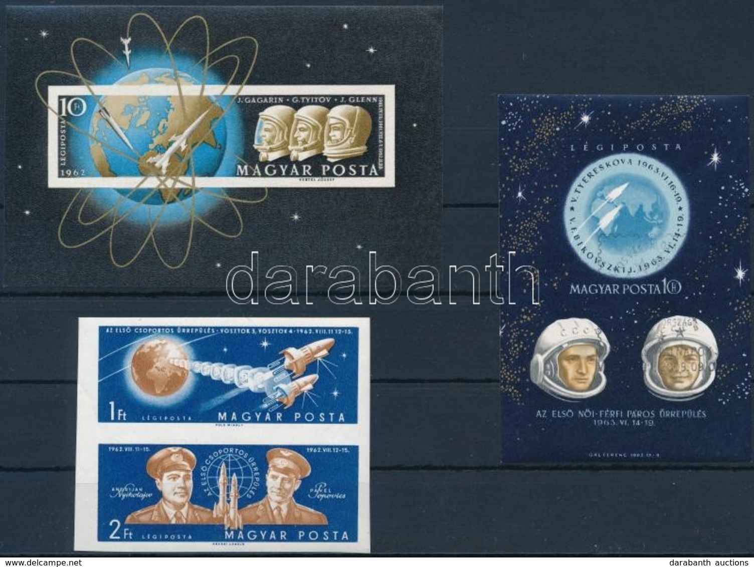 ** 1962-1963 2 Klf Vágott Űrkutatás Blokk és Egy Vágott Pár (21.500) / Imperforate Pair + 2 Imperforate Blocks - Sonstige & Ohne Zuordnung