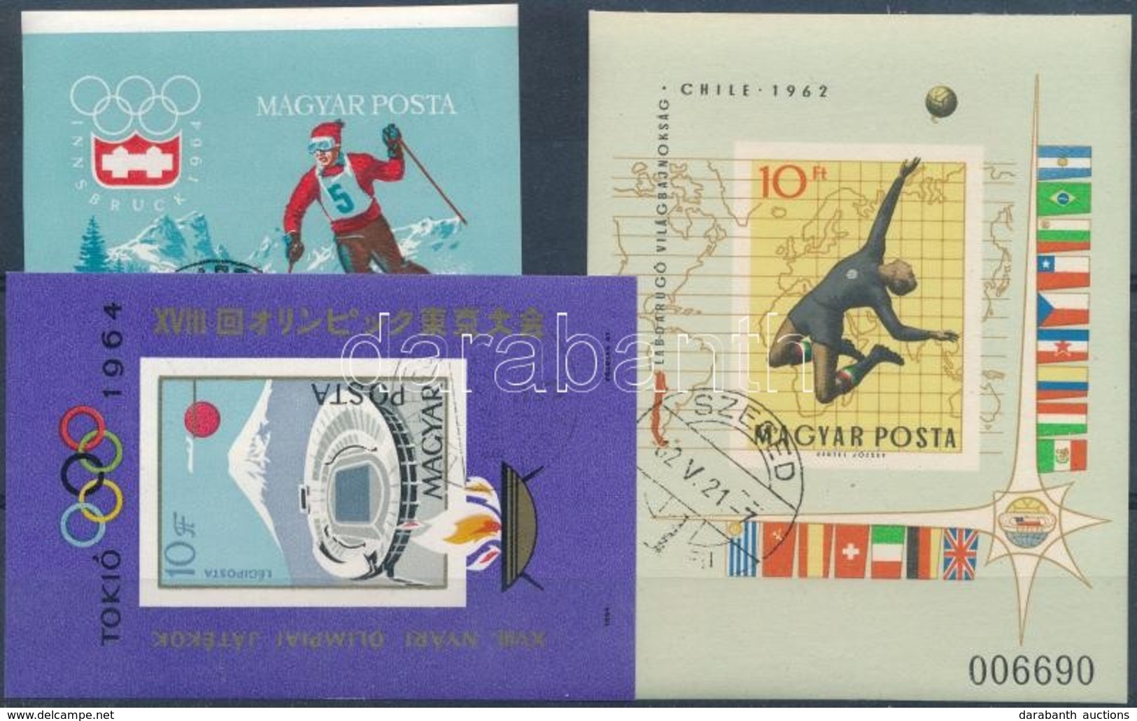 O 1962-1964 3 Klf Vágott Blokk (16.000) / 3 Different Imperforate Blocks - Autres & Non Classés