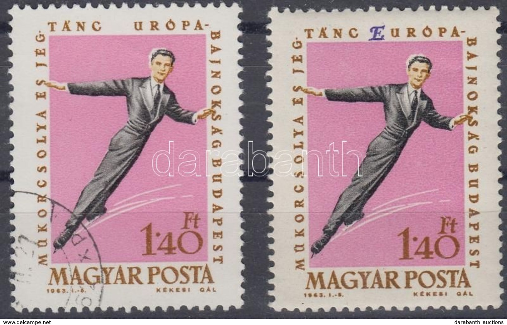 O 1963 Műkorcsolya EB 1,40Ft A Felirat Kék 'E' Betűje Nélkül (80.000) / Mi 1902, Blue 'E' Omitted. Certificate: Glatz - Sonstige & Ohne Zuordnung