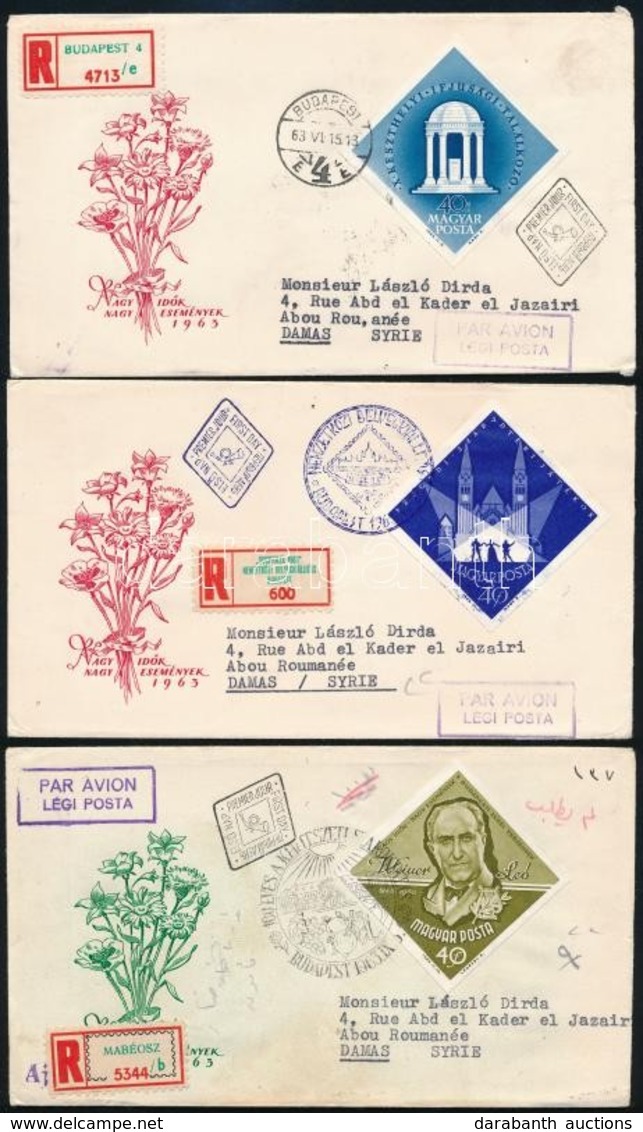 1963 Nagy Idők - Nagy Események Vágott Sor 15 Db Ajánlott FDC-n (17.500) / Imperforate Set On 15 Registered FDC's - Autres & Non Classés