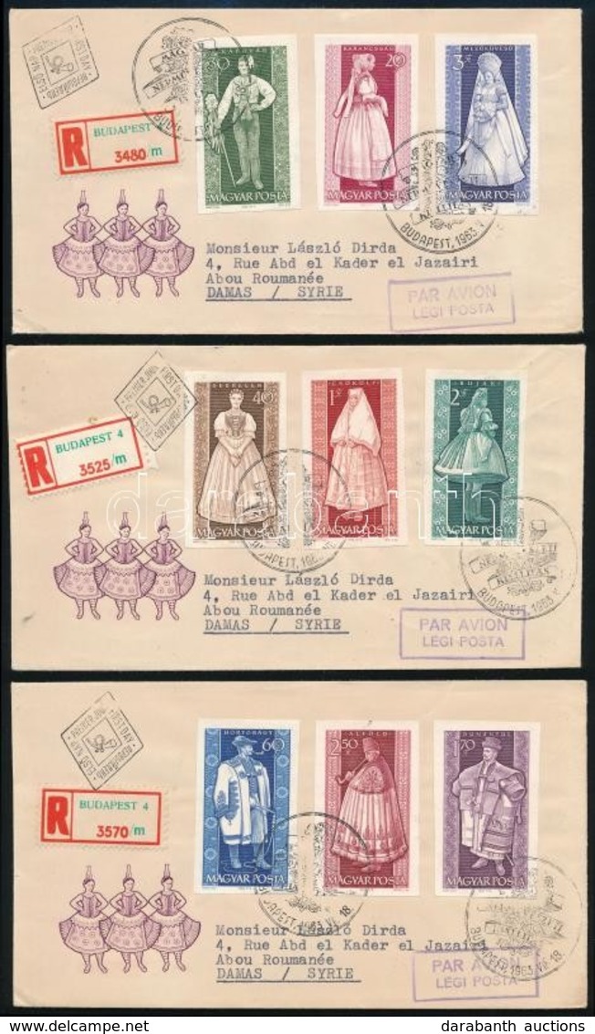 1963 Népviseletek Vágott Sor Ajánlott 3 Db FDC-n (10.000) / Mi 1954-1962 Imperforate Set On 3 Registered FDC's - Autres & Non Classés