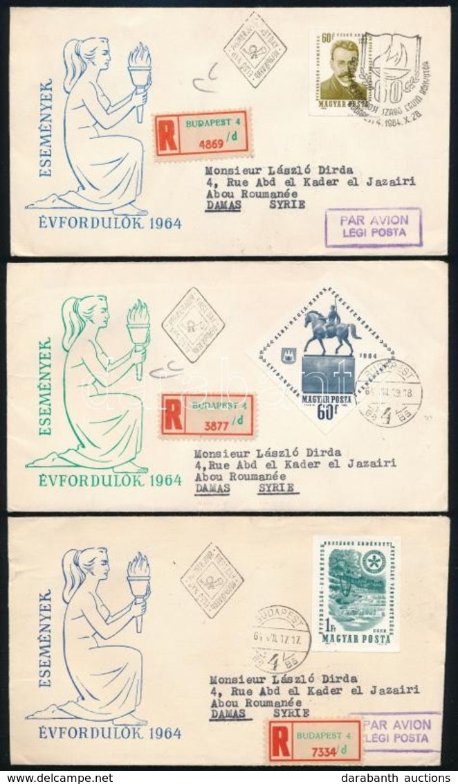 1964 Évfordulók-események 18 értékes Vágott Sor (Verso Tokyo Nélkül) 15 Db Ajánlott FDC-n (21.500) / Imperforate Set Of  - Sonstige & Ohne Zuordnung