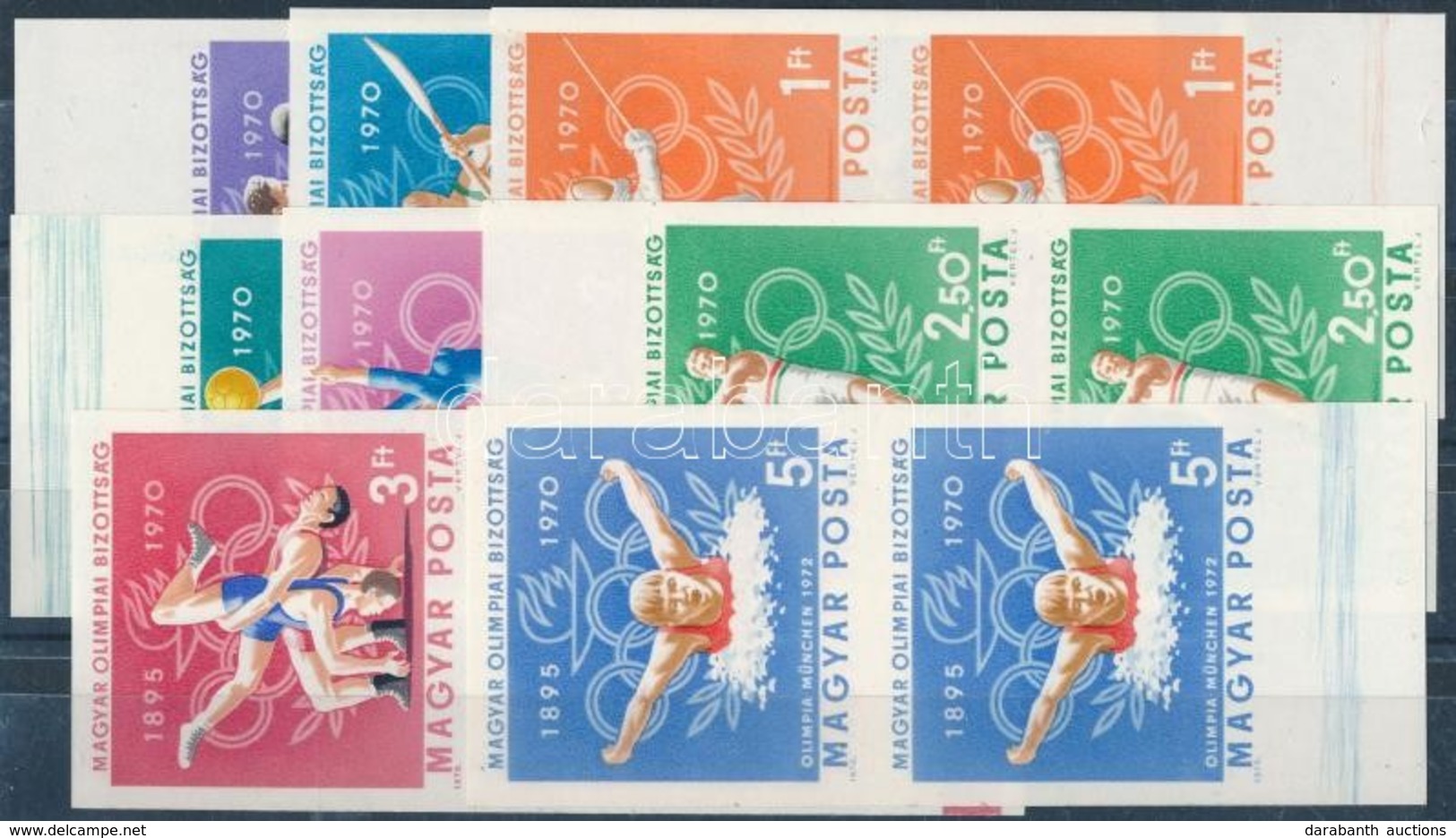 ** 1970 Magyar Olimpiai Bizottság Vágott Sor ívszéli Függőleges Párokban, Nyomdai Jelzéssel (7.000) / Mi 2616-2623 Imper - Autres & Non Classés