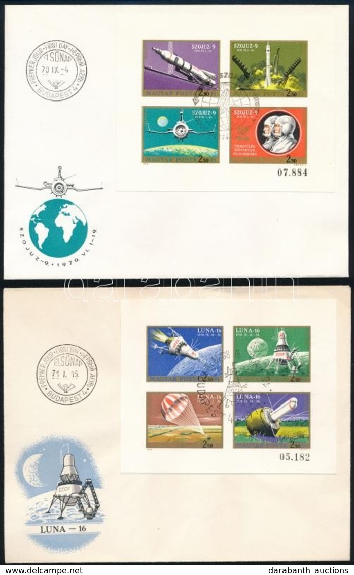 1970-1971 3 Klf Vágott Űrkutatás Blokk 3 FDC-n (10.500) / 3 Different Imperforate Blocks On FDC's - Sonstige & Ohne Zuordnung